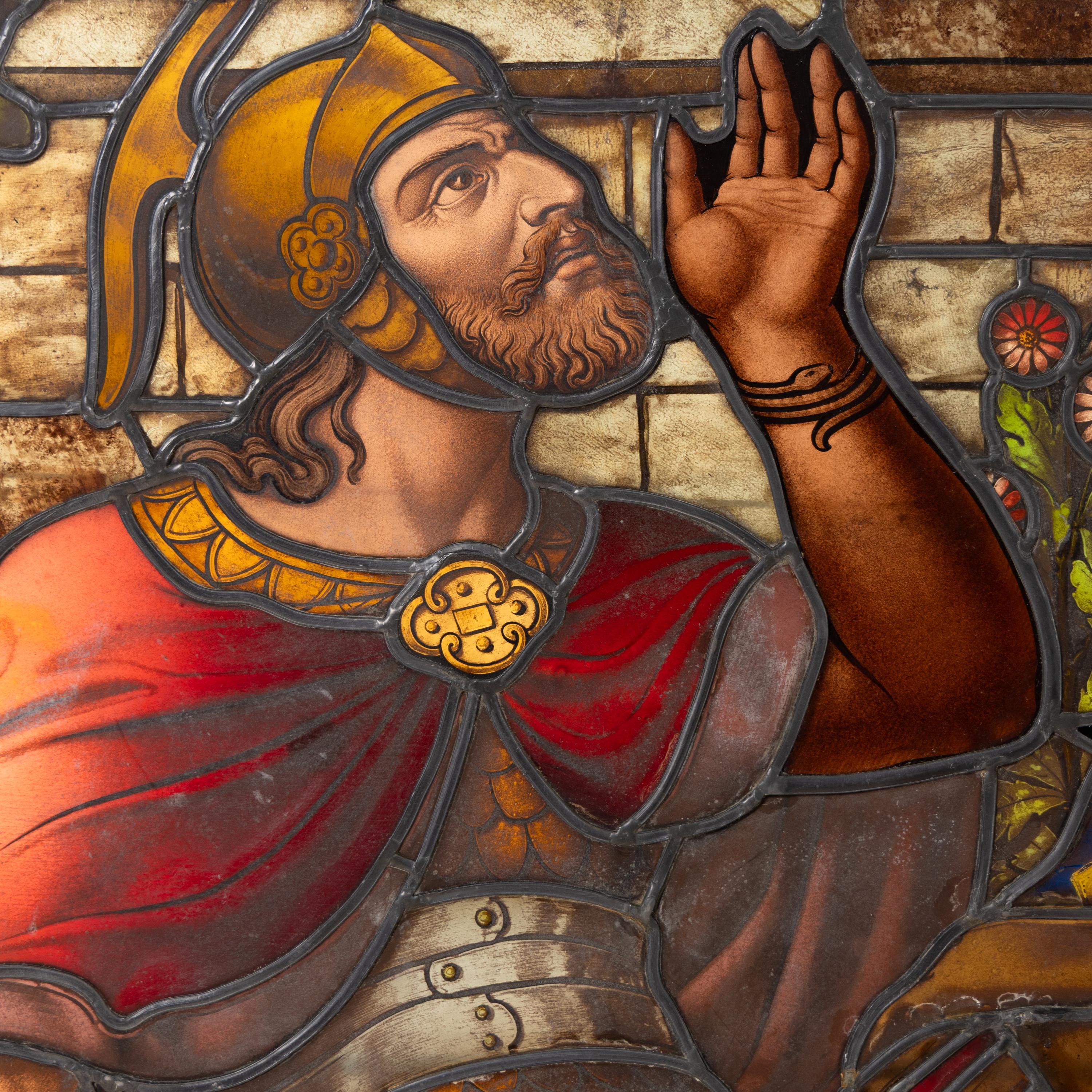 A French Leaded and Stained Glass Panel