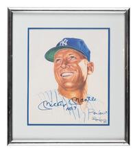 A Mickey Mantle Inscribed No. 7 Signed Autograph Living Legends Ron Lewis Print (Beckett Authentication Services Letter BAS Certified),