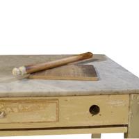 A Wood and Marble Baker's Table 51.5" W x 27.5" D x 31.5" H — France, Circa 1900