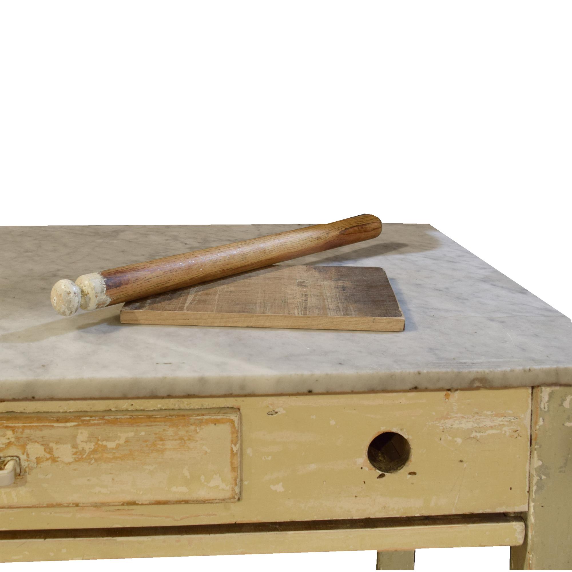 A Wood and Marble Baker's Table 51.5" W x 27.5" D x 31.5" H — France, Circa 1900