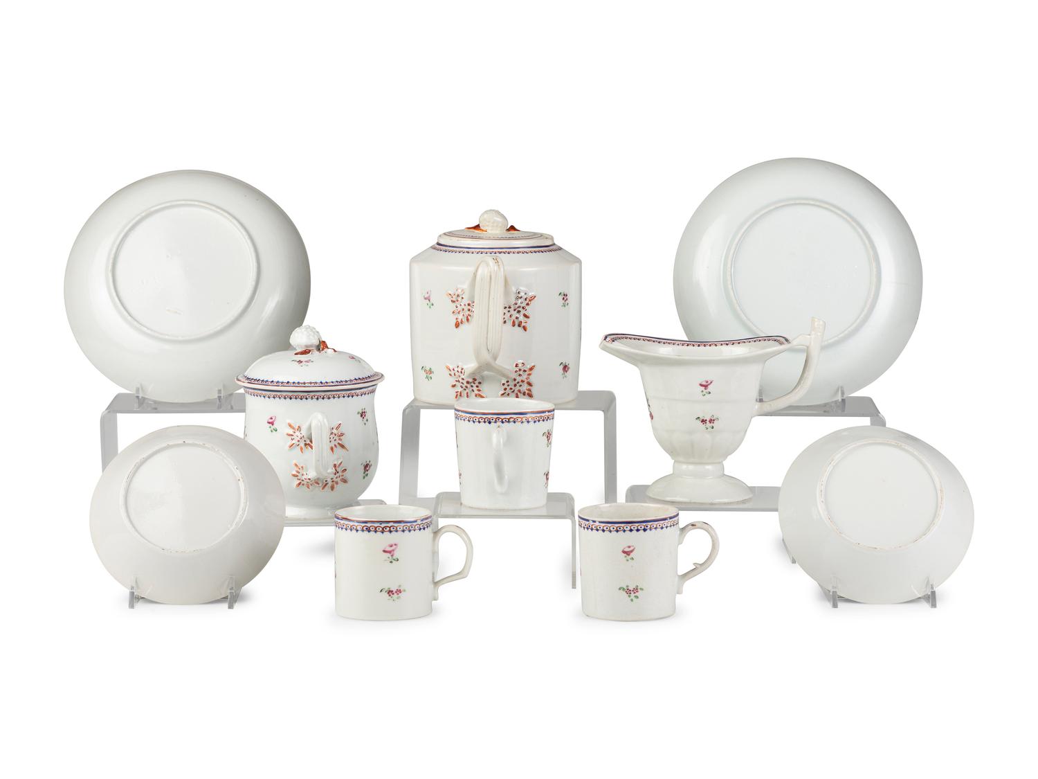 A Chinese Export Famille Rose Porcelain Tea Service