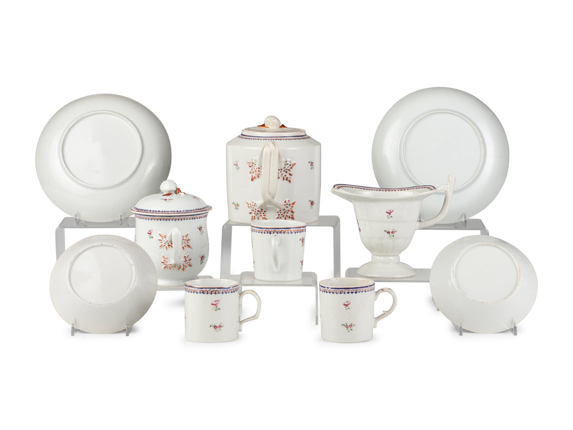 A Chinese Export Famille Rose Porcelain Tea Service
