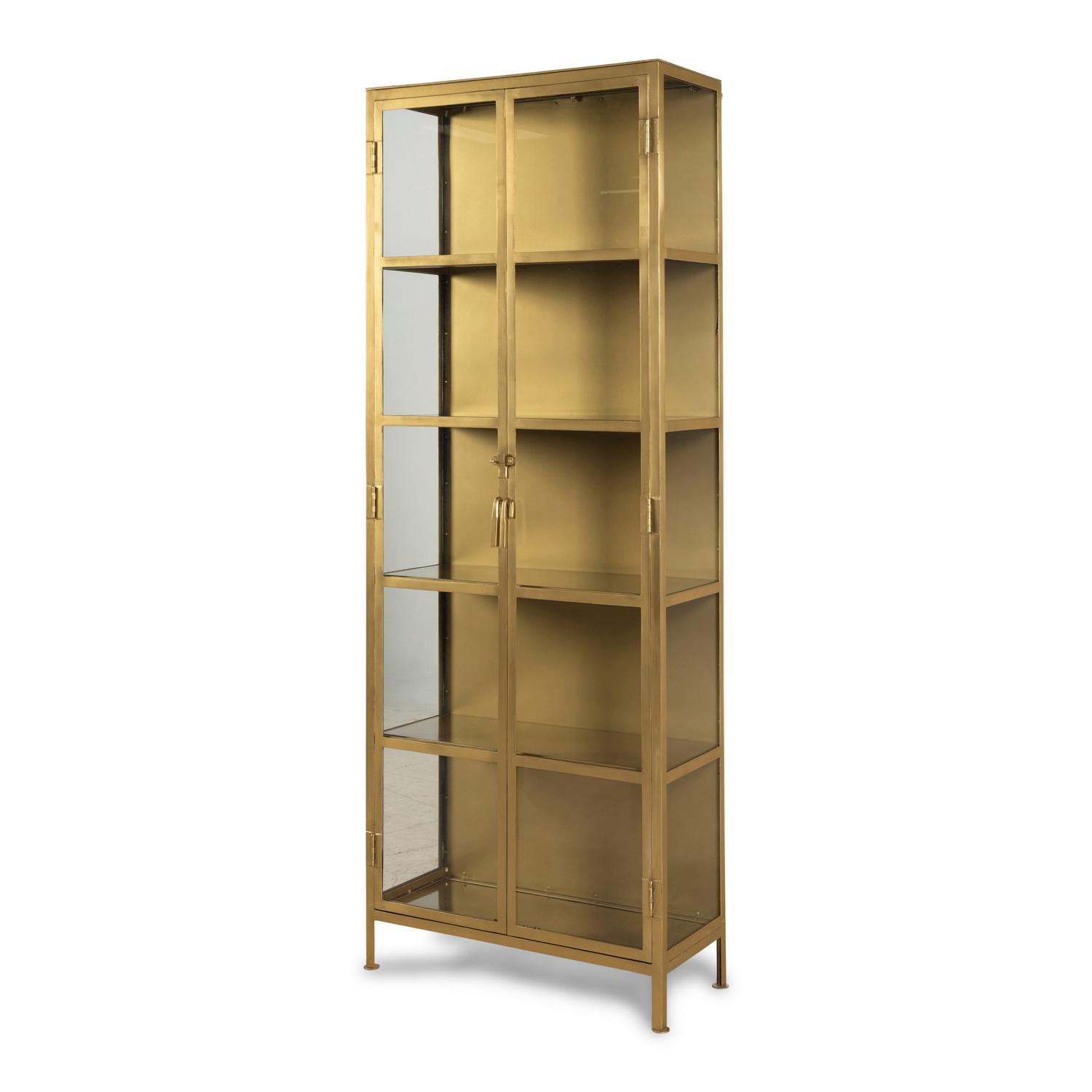 A Contemporary Brass and Glass Vitrine Cabinet