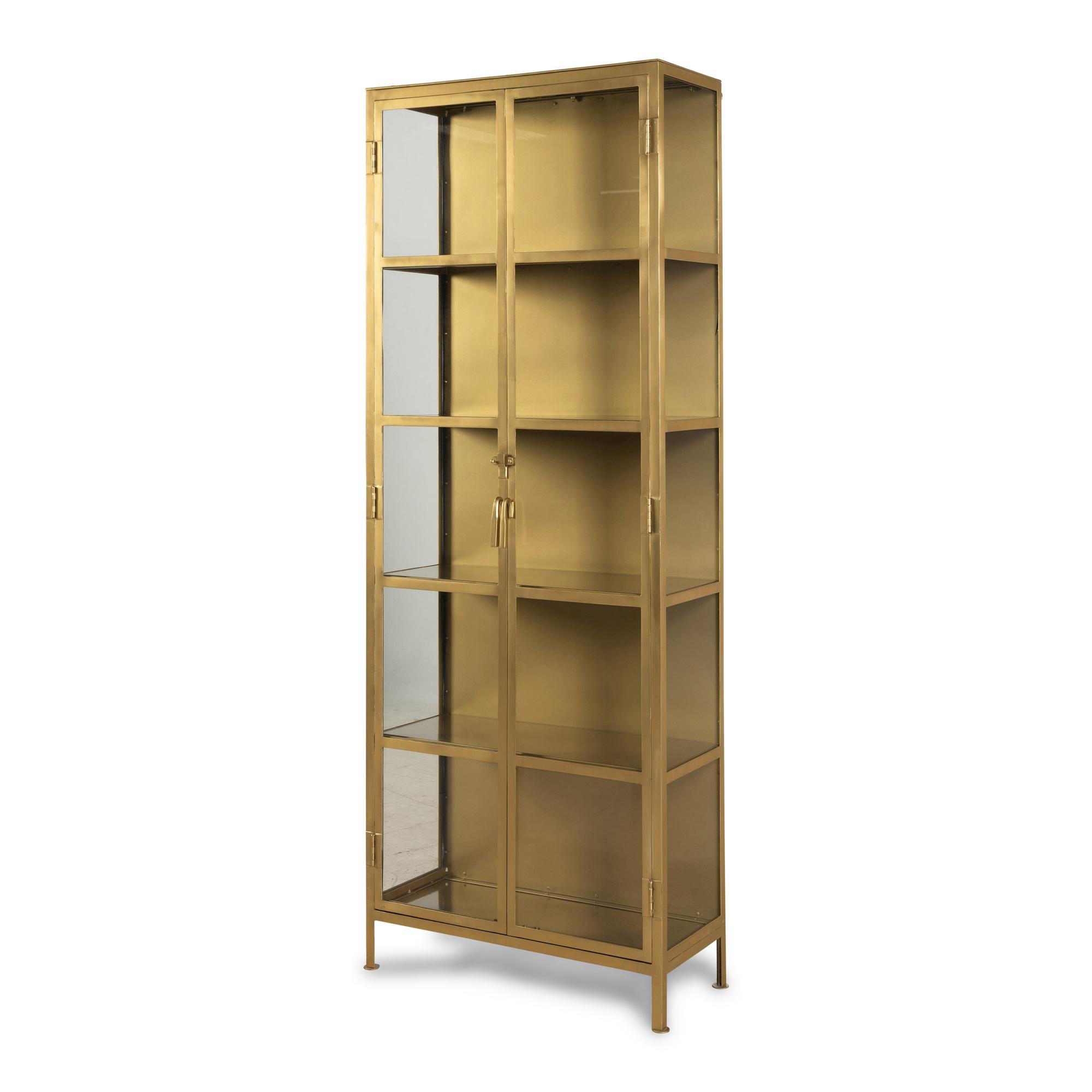 A Contemporary Brass and Glass Vitrine Cabinet
