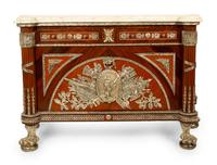 A Louis XVI Style Silvered Metal Mounted Marble-Top Commode à Vantaux after the Model by Guillaume Benneman — 20TH CENTURY