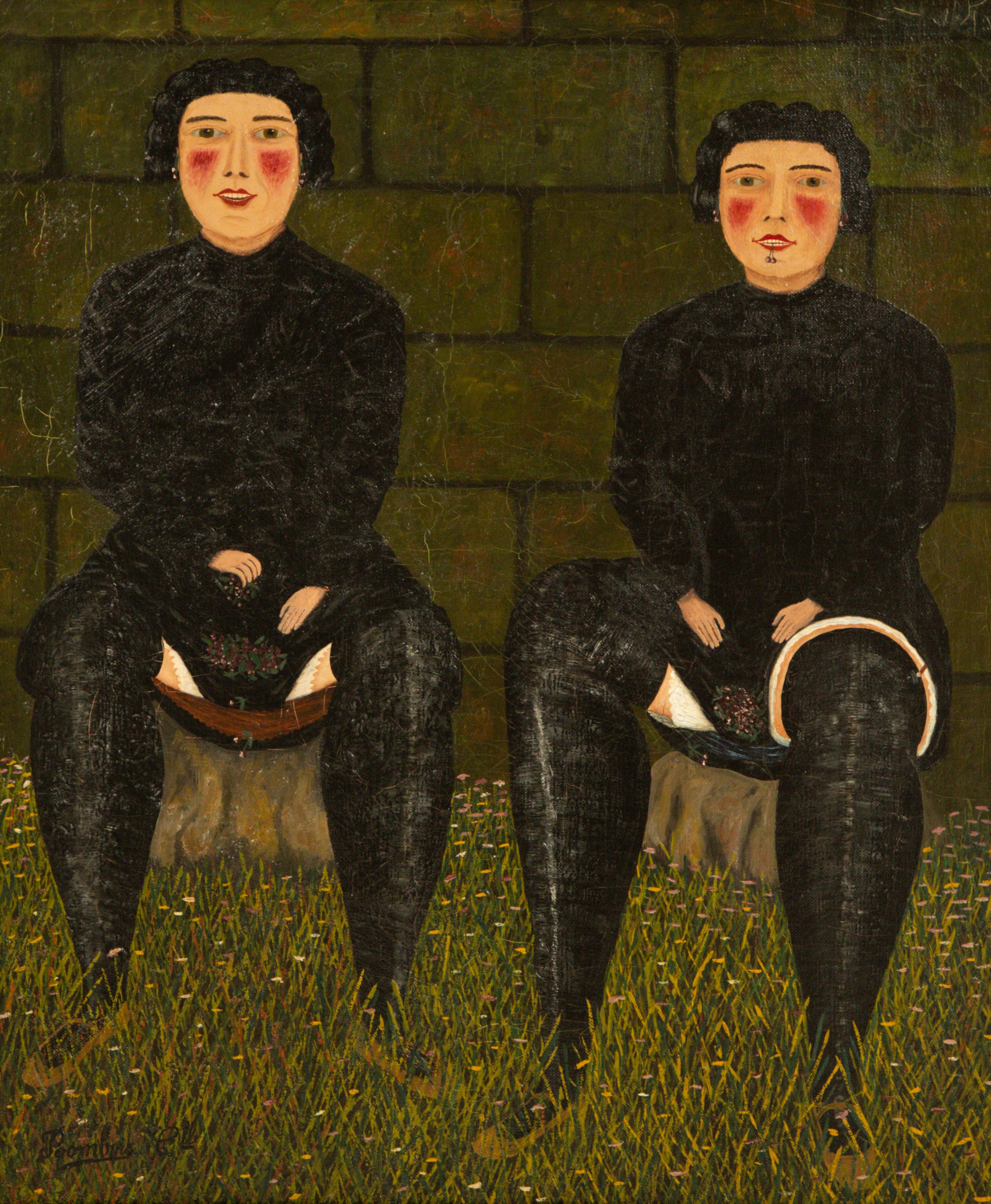 Les deux soeurs dans un verger (jeunes filles aux cerises)