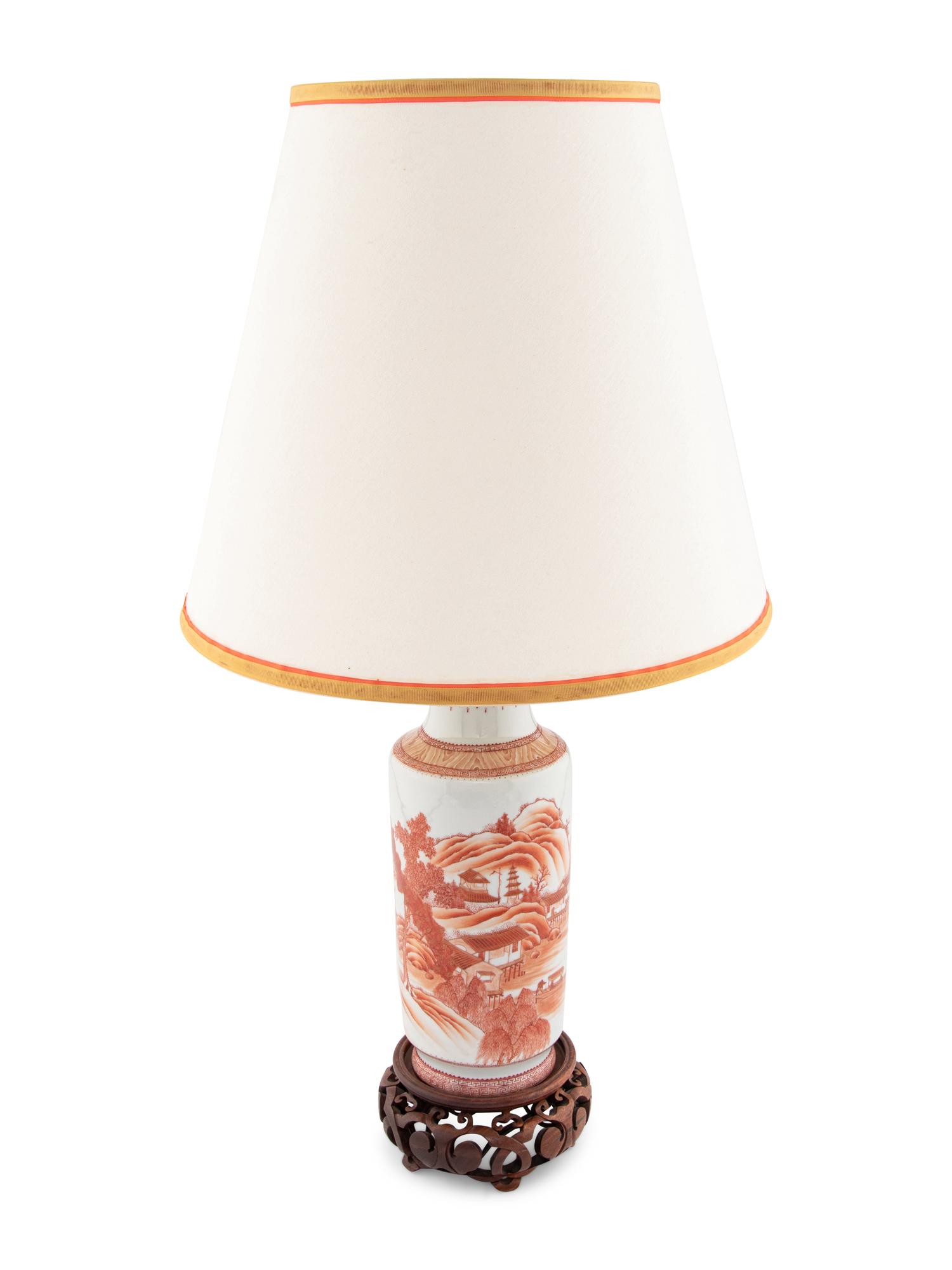 A Chinese Export Porcelain Vase Mounted as a Lamp