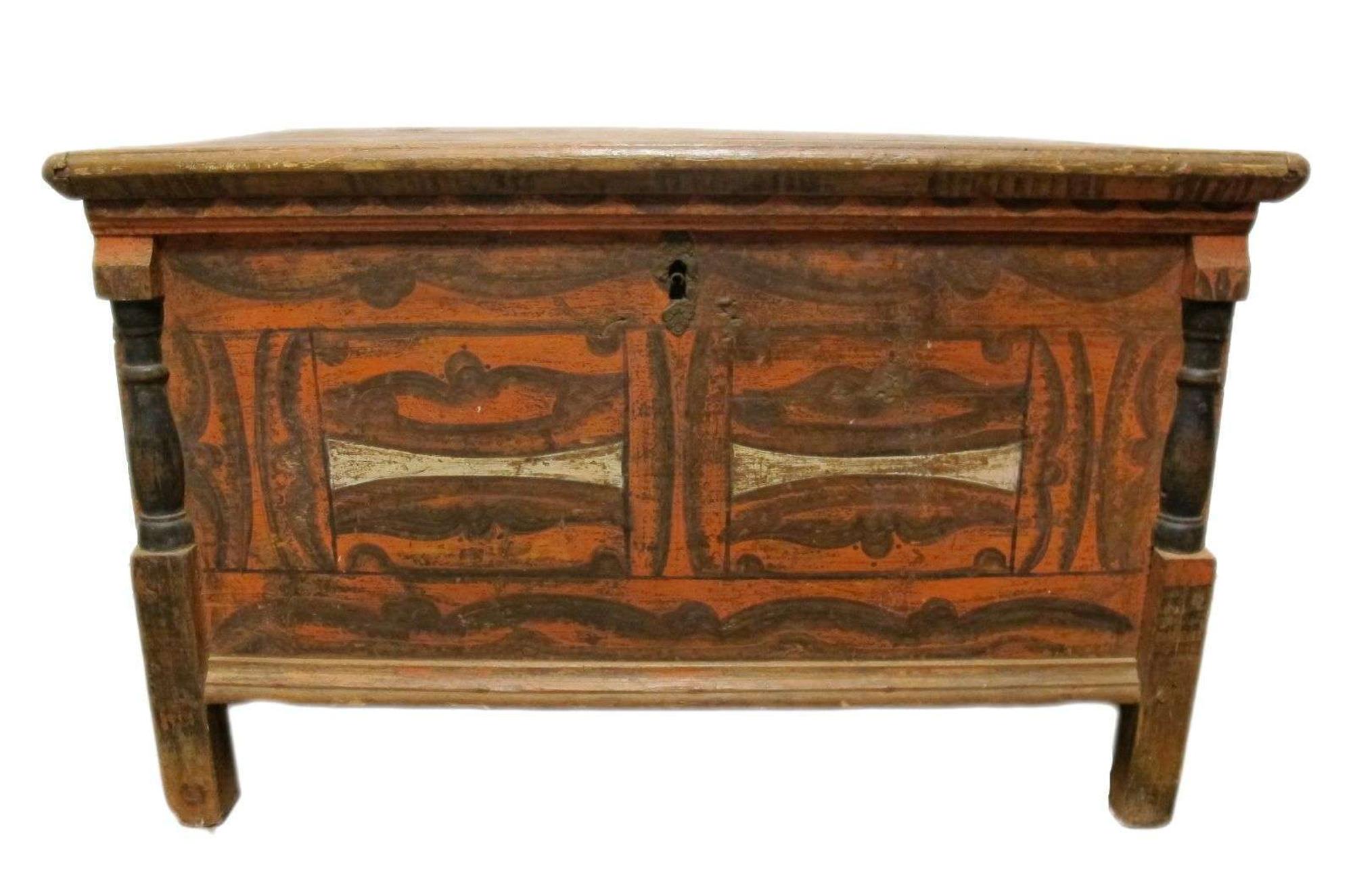 Painted and decorated blanket chest 19th century