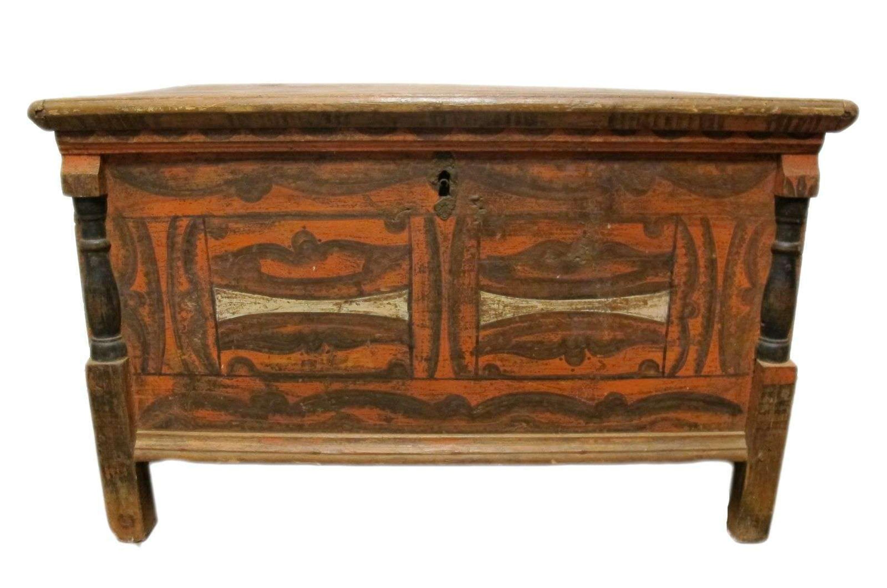 Painted and decorated blanket chest 19th century