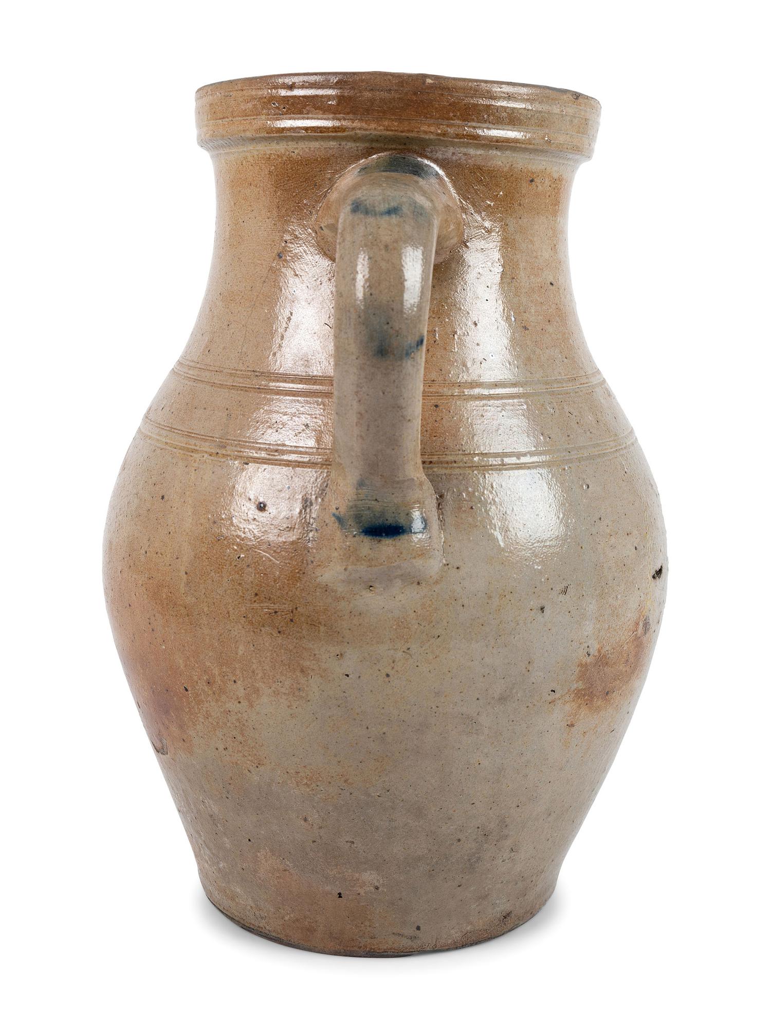 An Ohio Two-Gallon Cobalt-Decorated Stoneware Pitcher