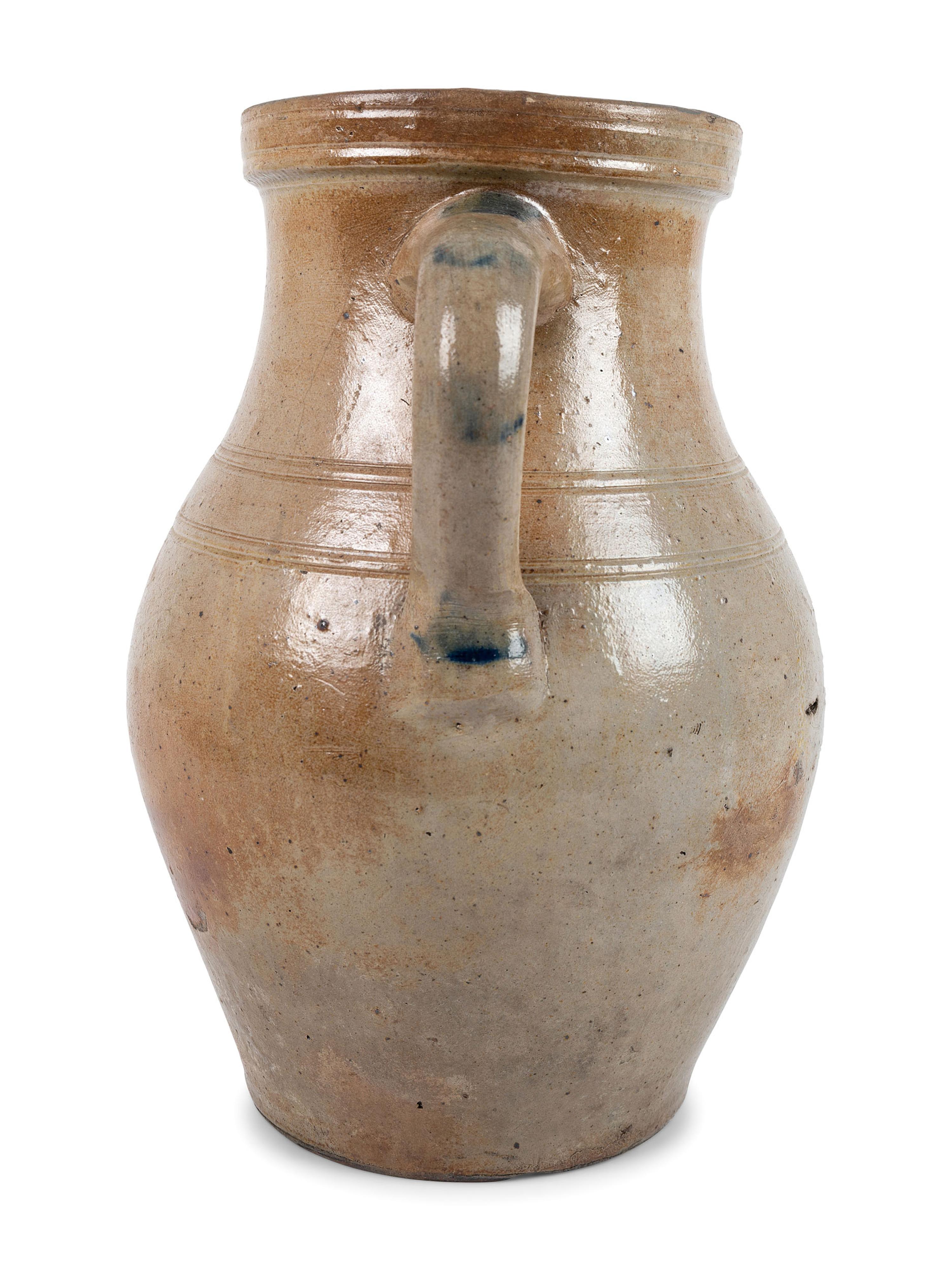 An Ohio Two-Gallon Cobalt-Decorated Stoneware Pitcher