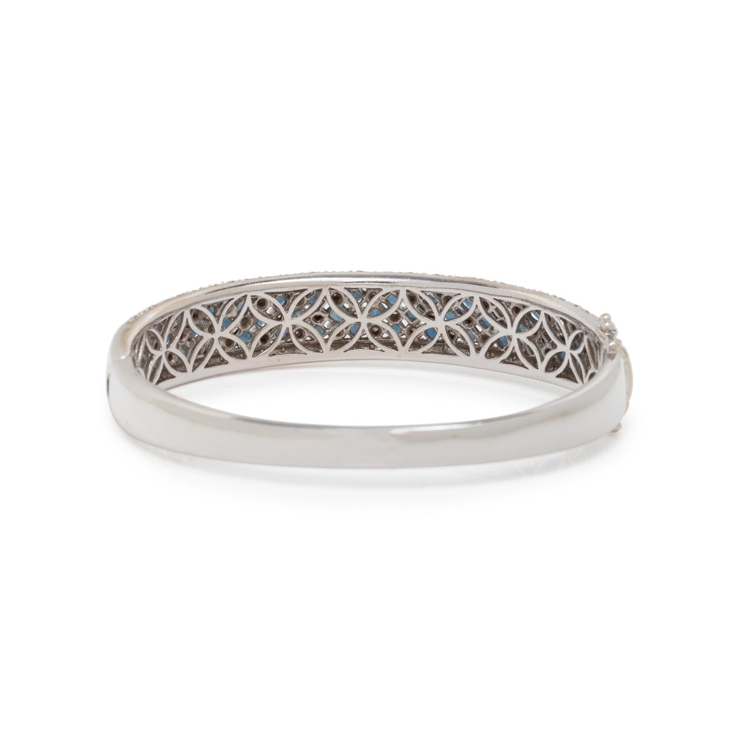 WHITE GOLD, DIAMOND AND SAPPHIRE BANGLE BRACELET