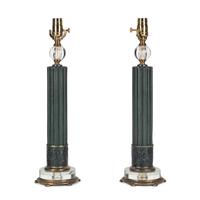 A Pair of Contemporary Patinated Metal Table Lamps