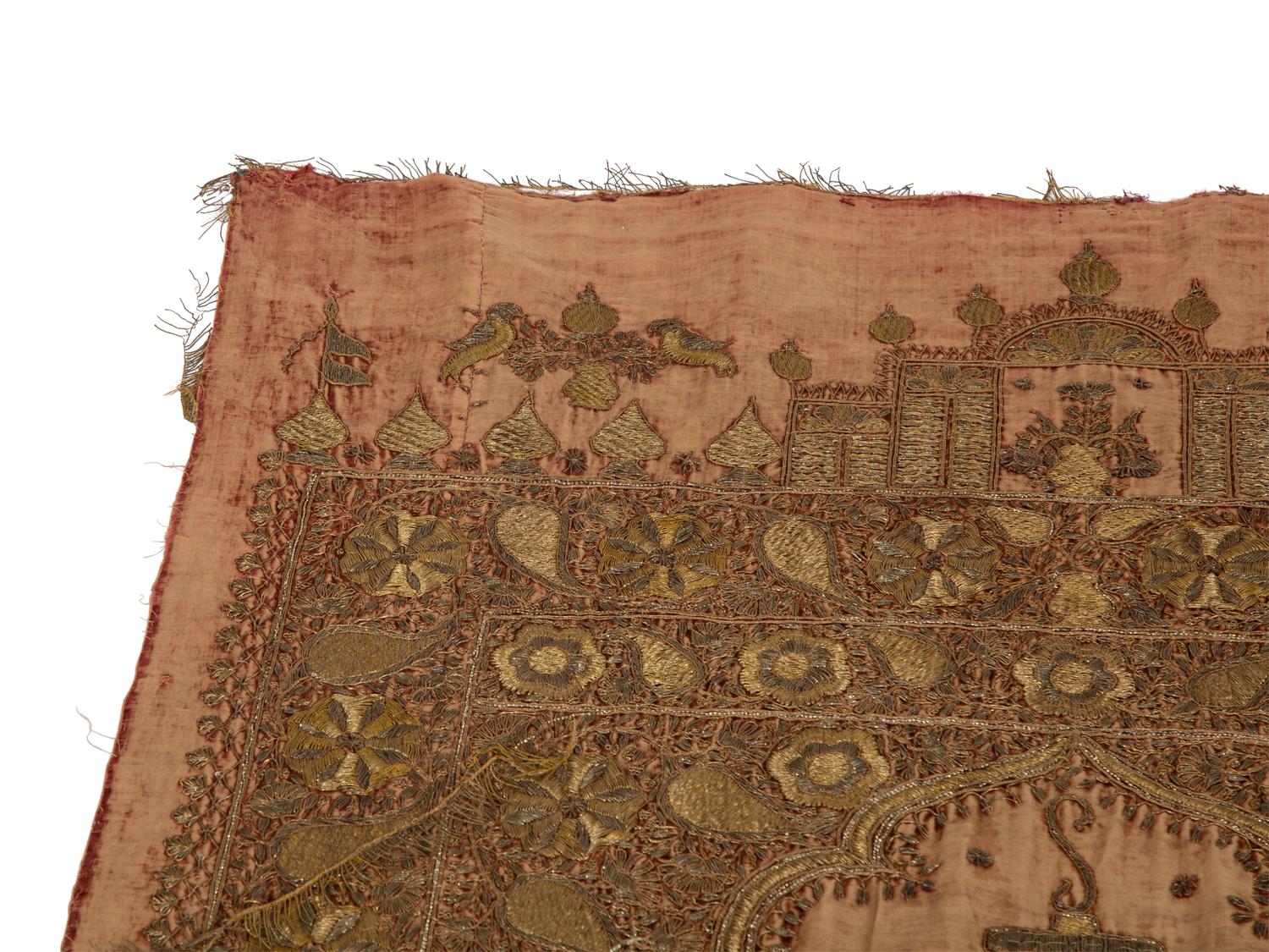 A Southeast Asian Gilt-Thread-Embroidered Panel