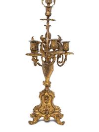 A Louis XV Style Gilt Bronze Five-Light Candelabrum Mounted as a Lamp