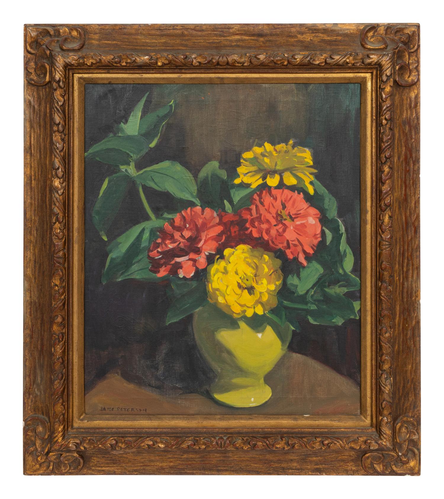 Dahlias in Yellow Vase