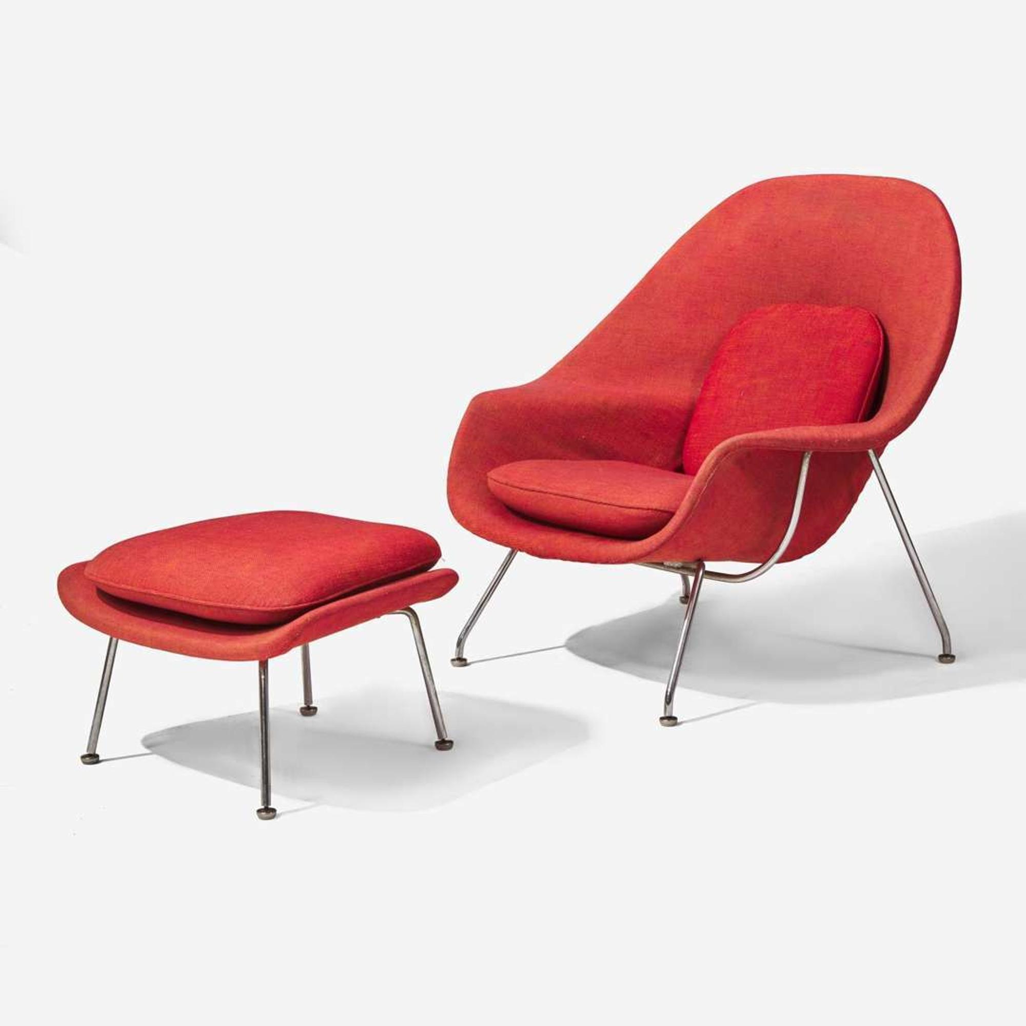 Eero Saarinen (Finnish-American, 1910-1961) "Womb" Chair and Ottoman, Knoll Associates, designed 1947-48, the present lot circa 1960s