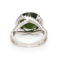 Green Tourmaline, Diamond, and White Gold Ring