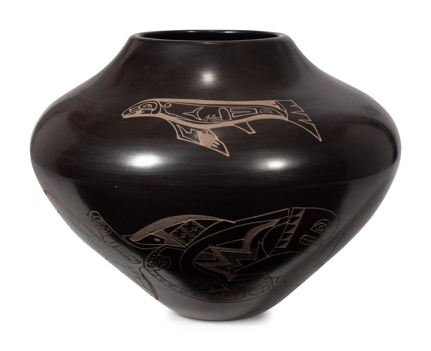 Pottery Jar, with Northwest Coast Design Elements
