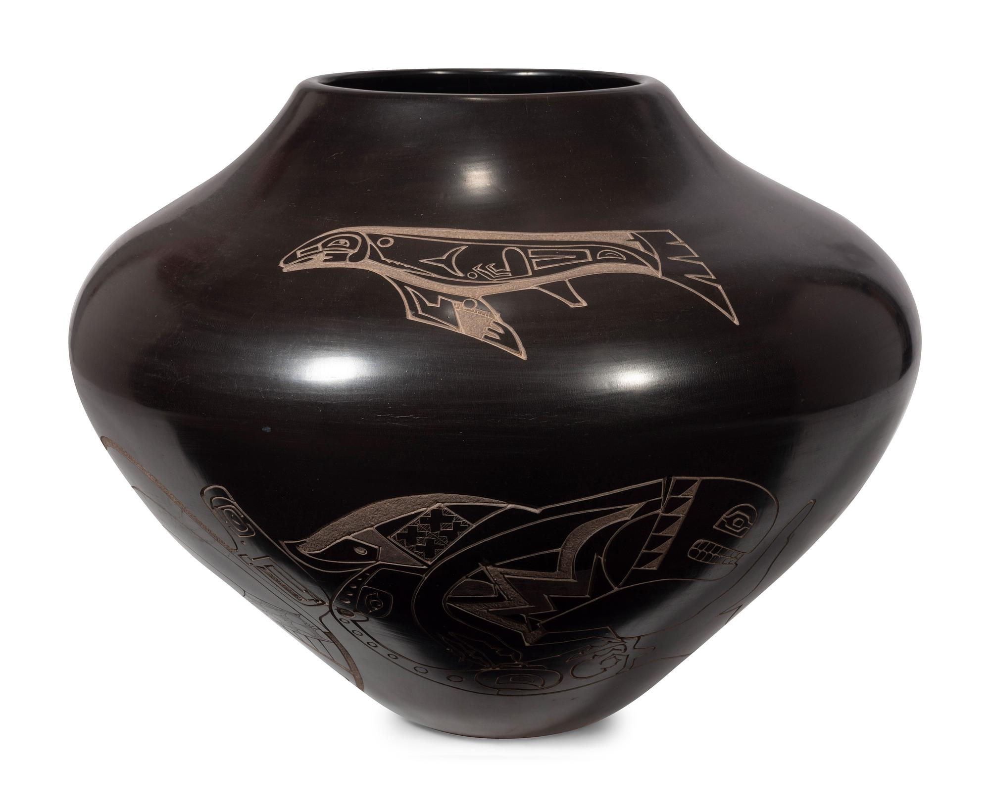 Pottery Jar, with Northwest Coast Design Elements