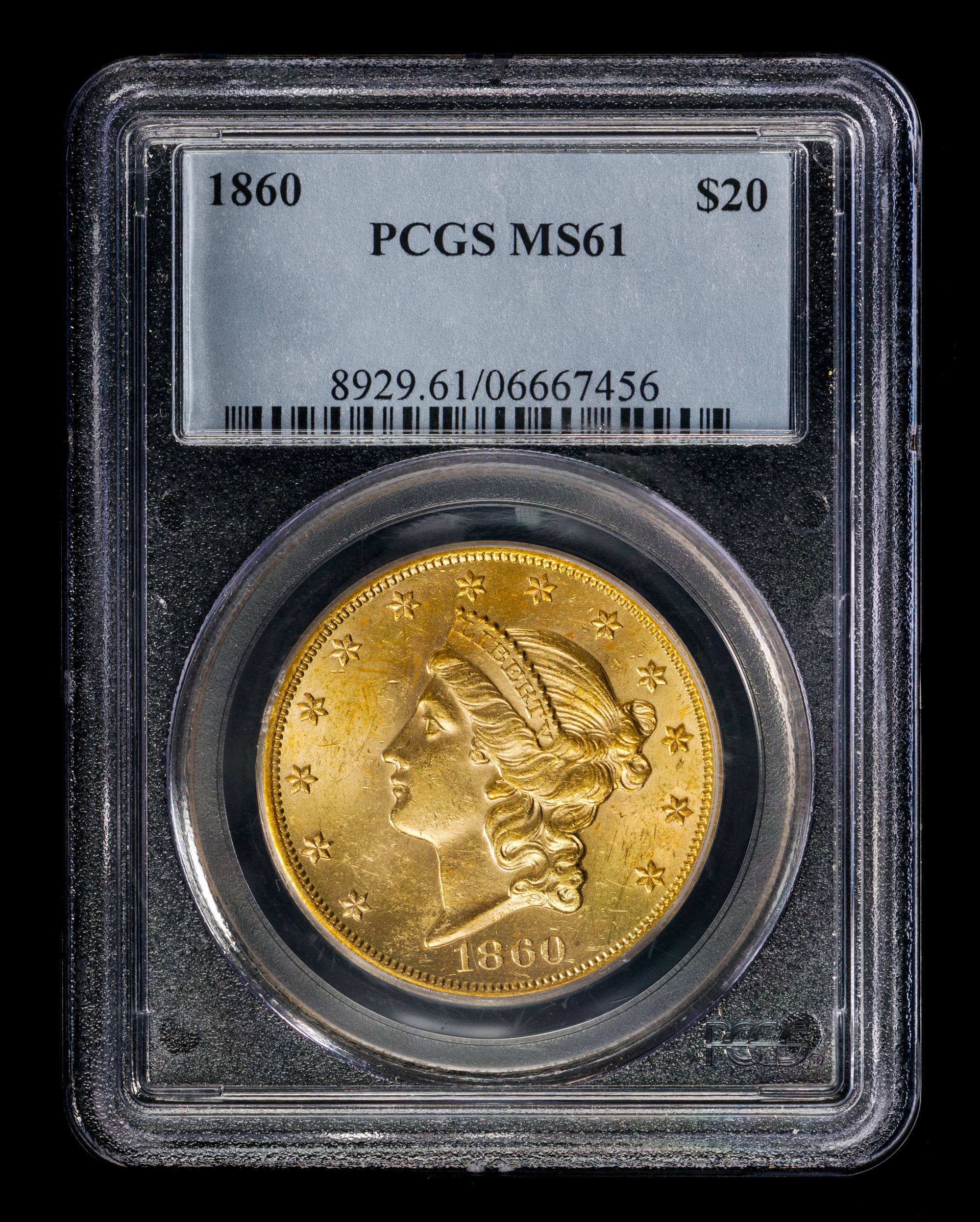 A United States 1860 Liberty Head $20 Gold Coin
