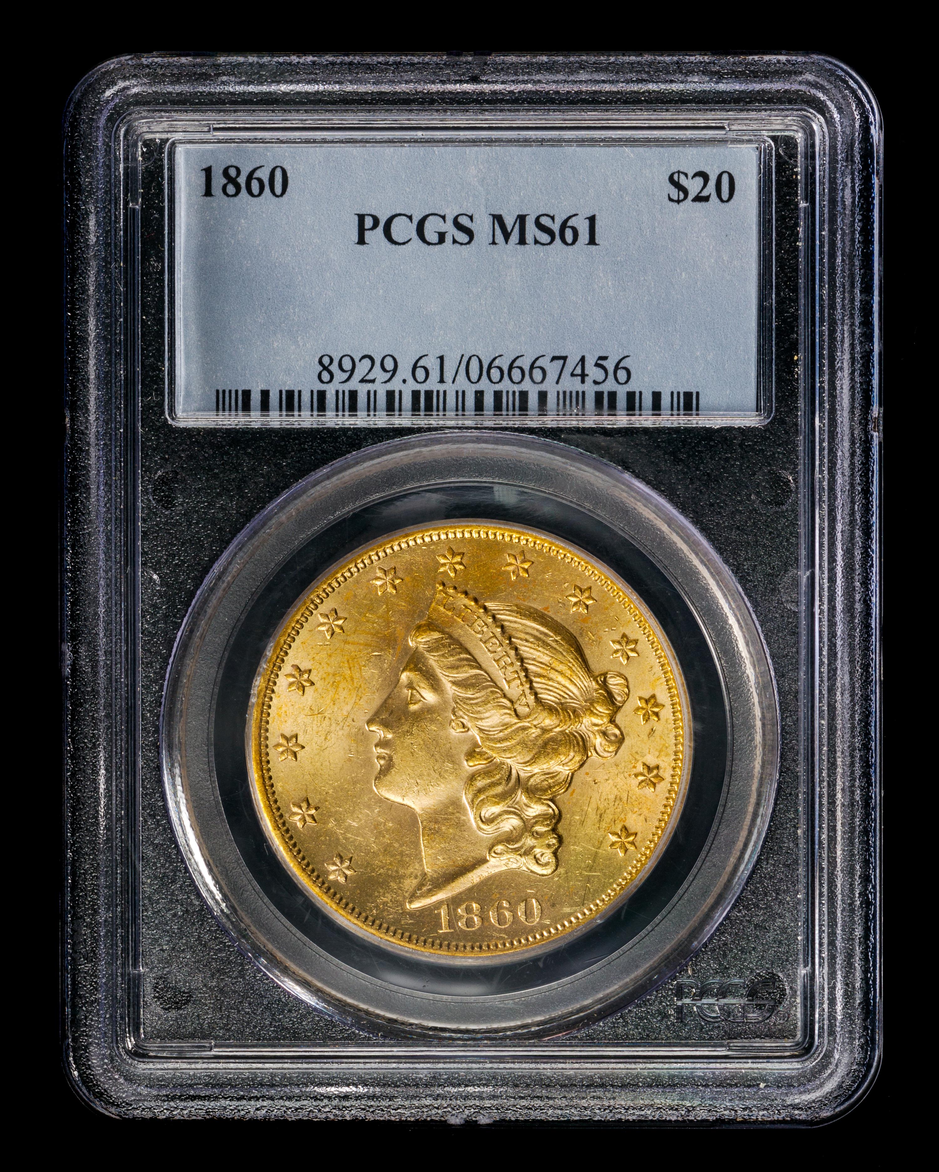 A United States 1860 Liberty Head $20 Gold Coin