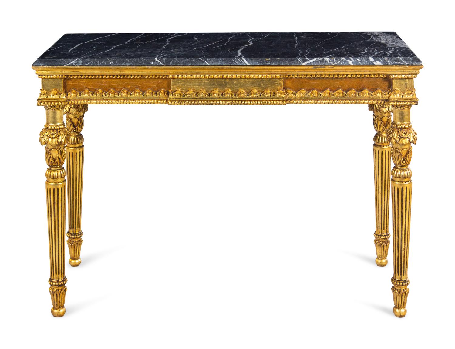 A Louis XVI Style Giltwood Marble-Top Console Table