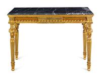 A Louis XVI Style Giltwood Marble-Top Console Table