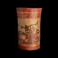 A Maya Polychrome Cylinder Vessel