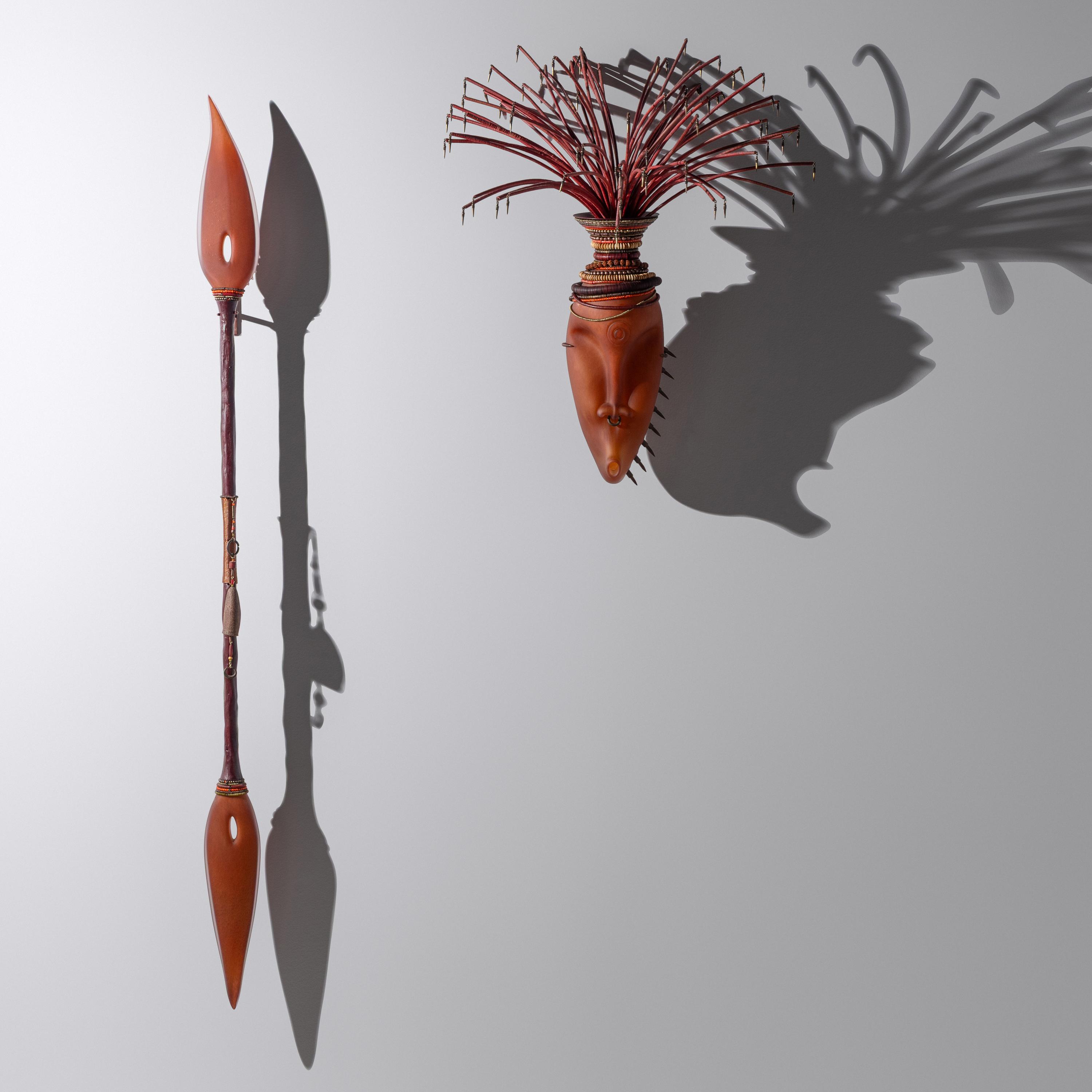 Jenny Pohlman & Sabrina Knowles (American, b. 1960 | b. 1955) — Spirited Warrior , from the Carved Head Series, 2003