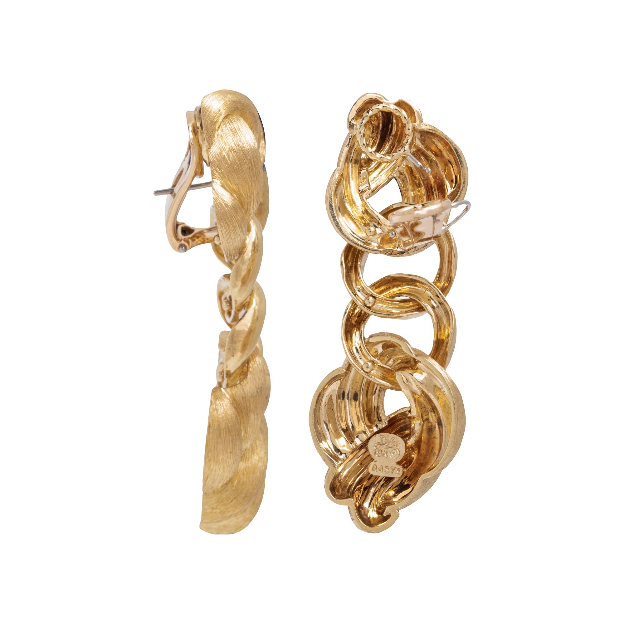 HENRY DUNAY, YELLOW GOLD EARCLIPS