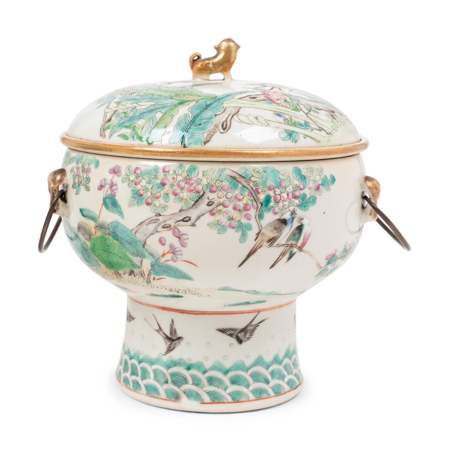 A Pair of Chinese Famille Rose Porcelain Hot Pots