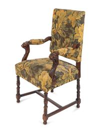 A Renaissance Style Tapestry-Upholstered Carved Walnut Great Chair — LATE 19TH / EARLY 20TH CENTURY