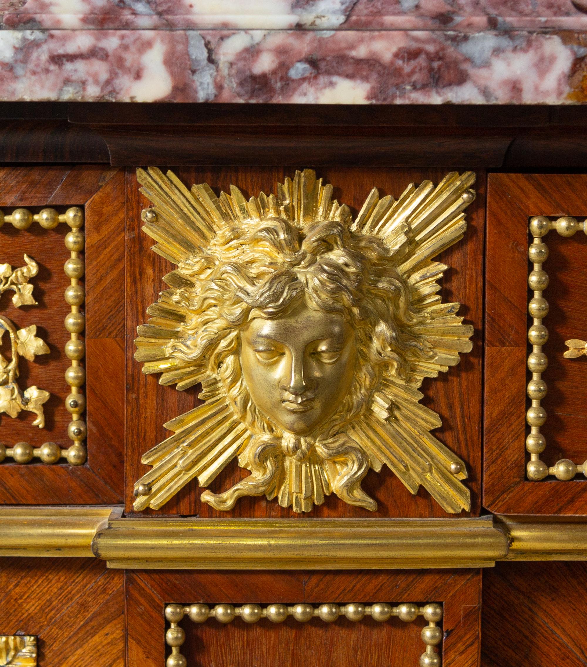 A Louis XVI Style Gilt Bronze Mounted Mahogany Marble-Top Server
