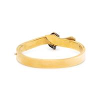 VICTORIAN, DIAMOND, ENAMEL, AND YELLOW GOLD BUCKLE BANGLE BRACELET