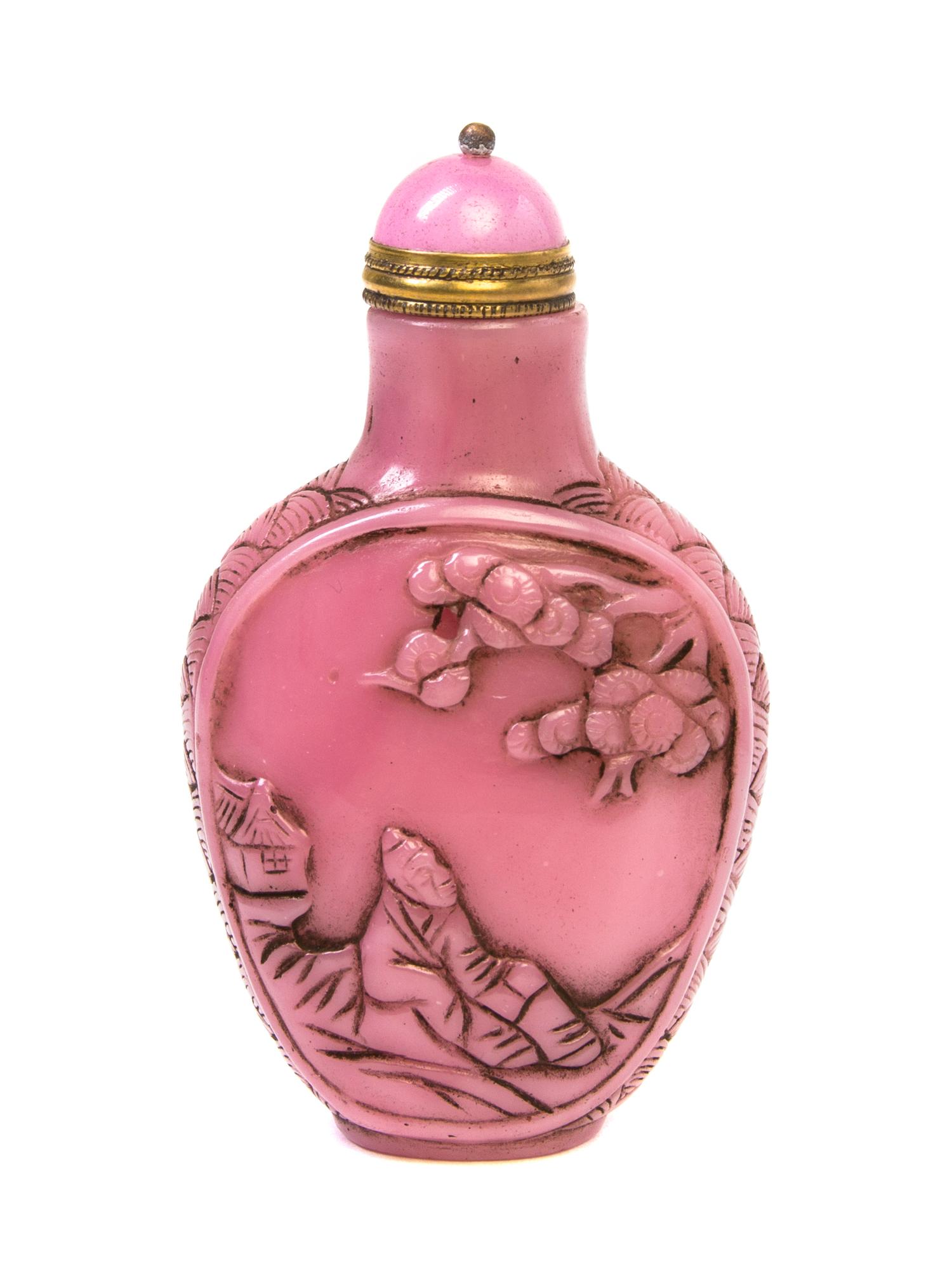 A Peking Glass Snuff Bottle Height 2 1/2 inches.