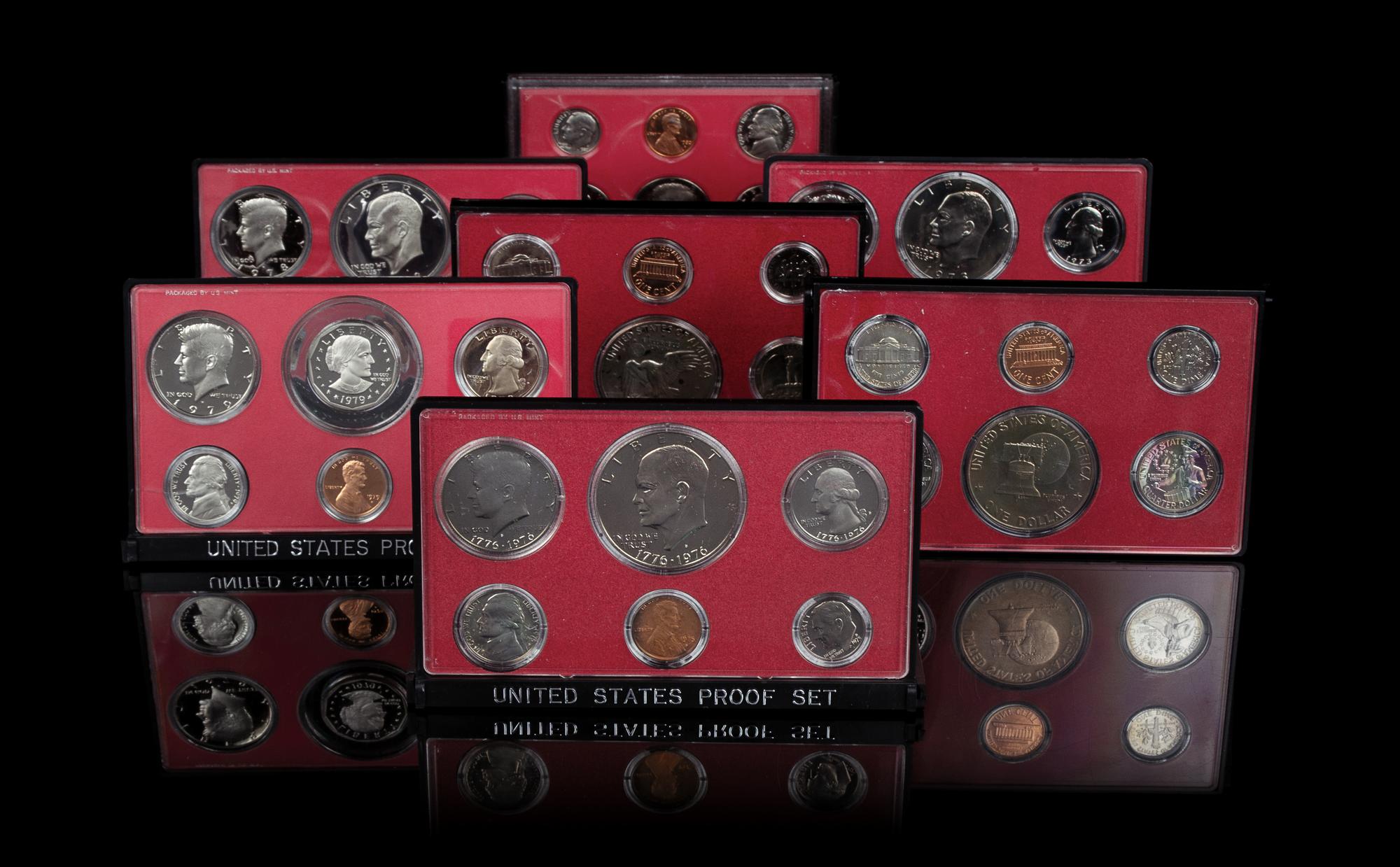 *A Collection of Seven United States Six-Coin Proof Sets