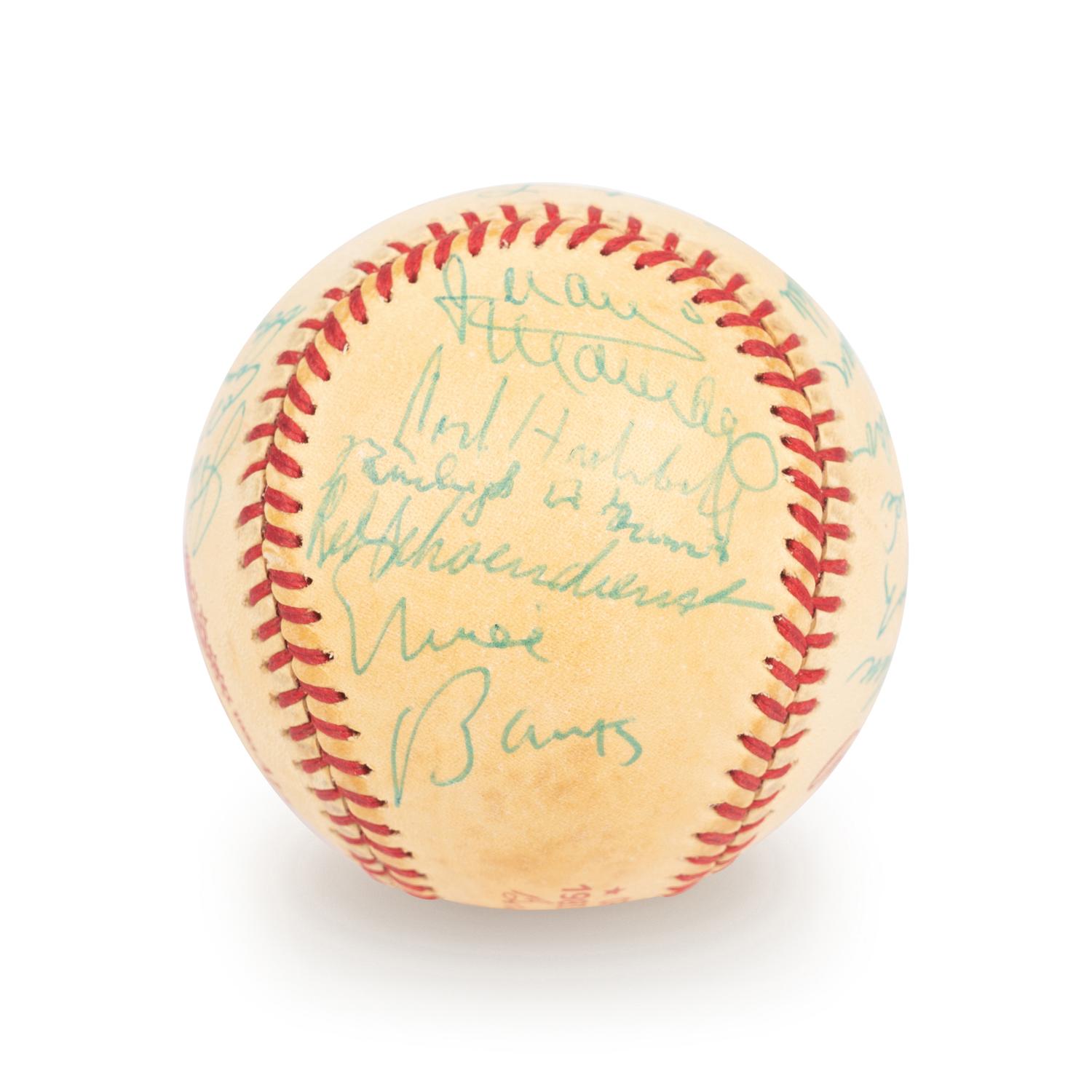 A 1983 Old Timers Game National League Team Signed Autograph Baseball With 22 Signatures Featuring Multiple Hall of Famers and Deceased Players,