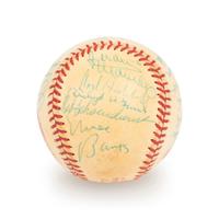 A 1983 Old Timers Game National League Team Signed Autograph Baseball With 22 Signatures Featuring Multiple Hall of Famers and Deceased Players,