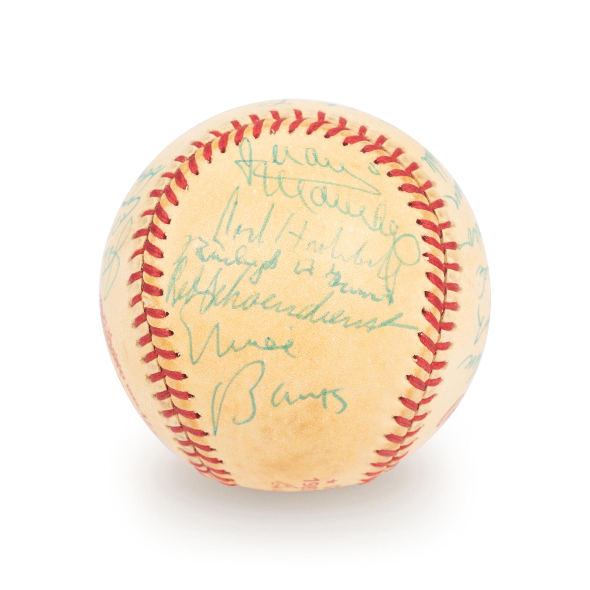 A 1983 Old Timers Game National League Team Signed Autograph Baseball With 22 Signatures Featuring Multiple Hall of Famers and Deceased Players,
