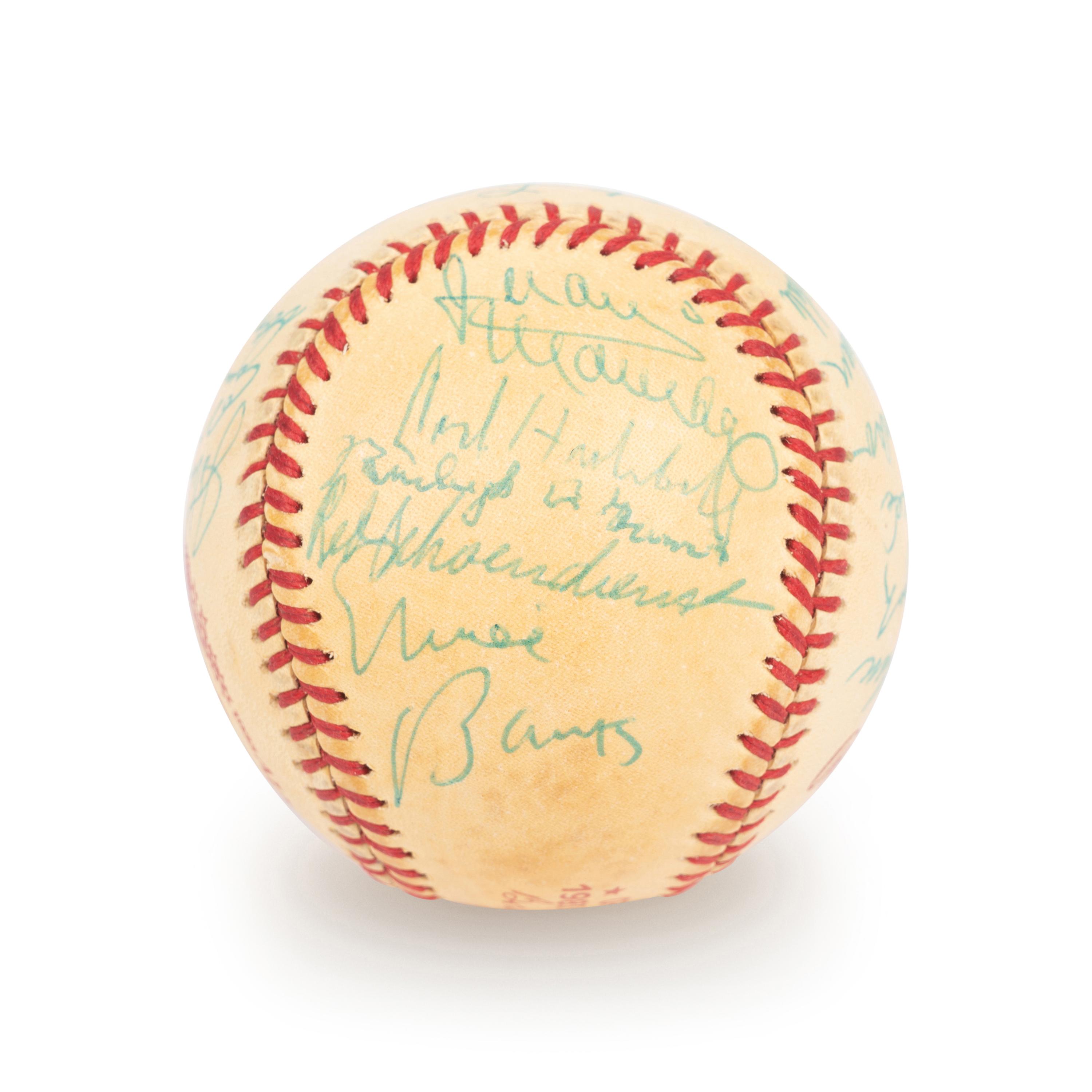 A 1983 Old Timers Game National League Team Signed Autograph Baseball With 22 Signatures Featuring Multiple Hall of Famers and Deceased Players,
