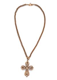 Victorian, Gold and Diamond Cross Pendant/Brooch and Chain