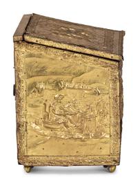 A Neoclassical Hammered Brass Mounted Pine Chest