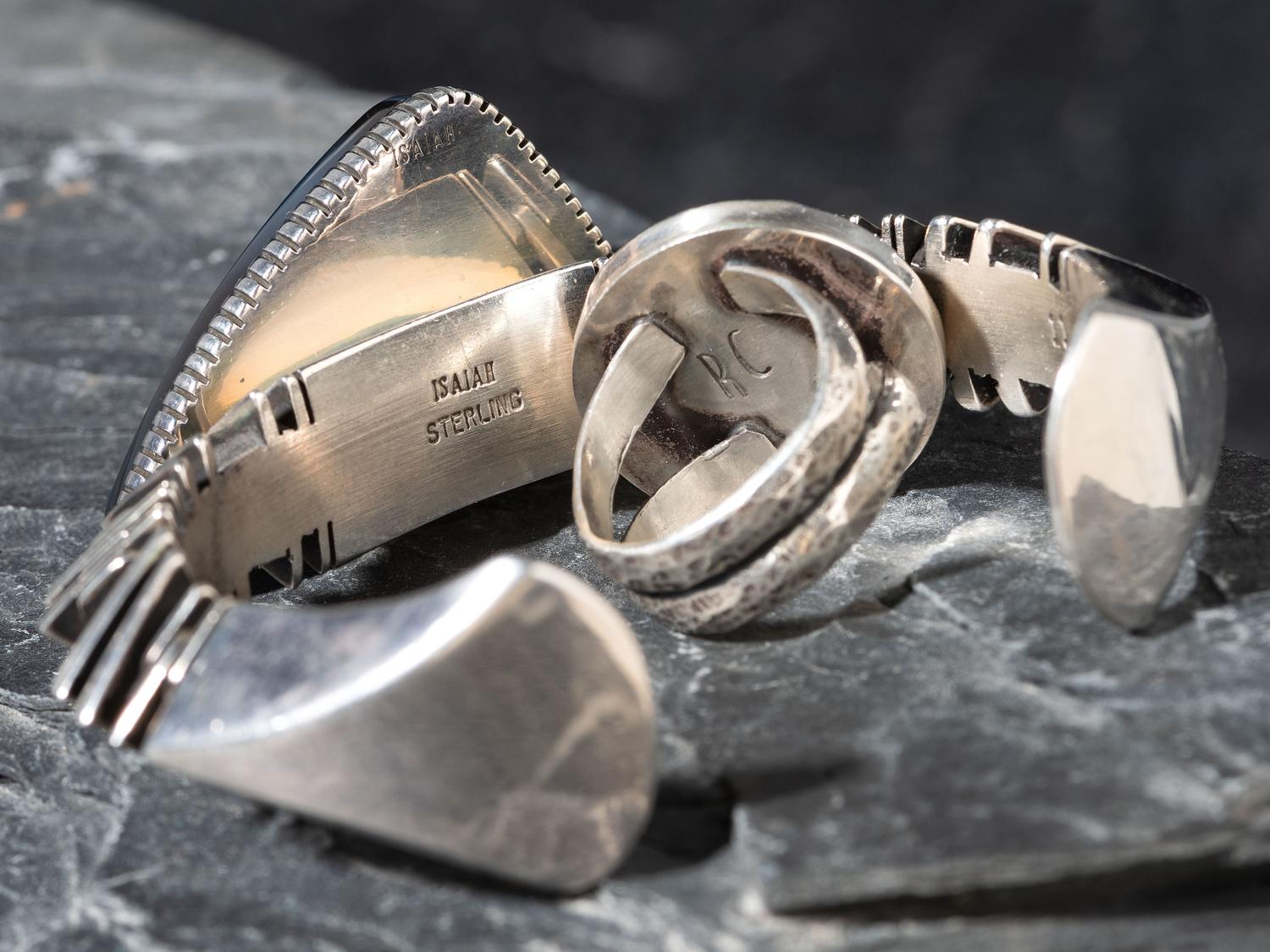 Abstract Sterling Silver and Agate Cuff Bracelet, PLUS