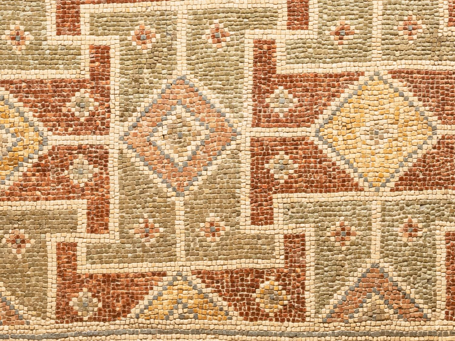 A Roman Stone Geometric Carpet Mosaic