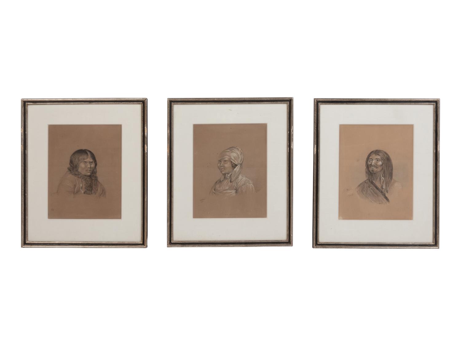 After Catlin, Graphite and Gouaches on Paper