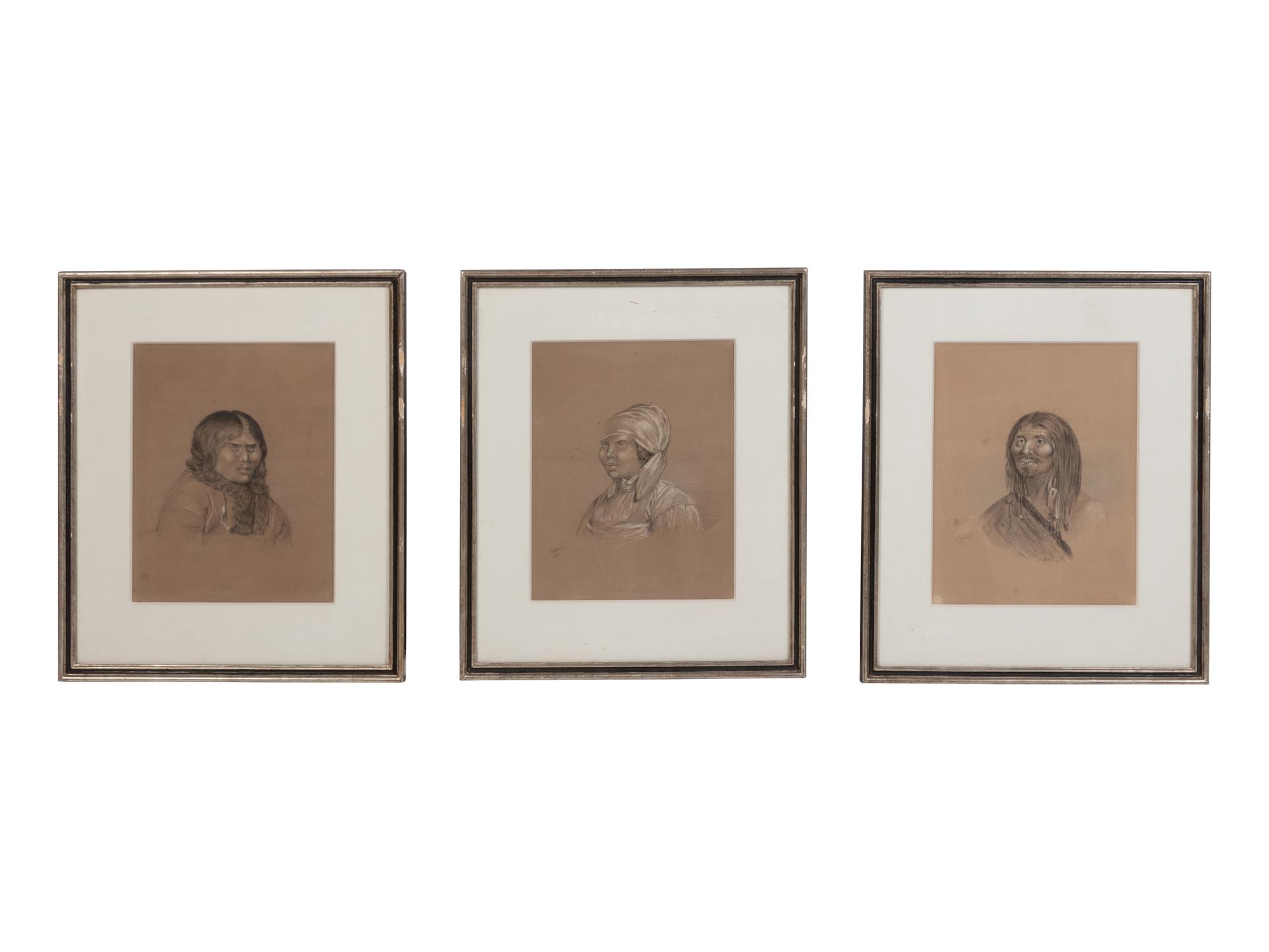 After Catlin, Graphite and Gouaches on Paper