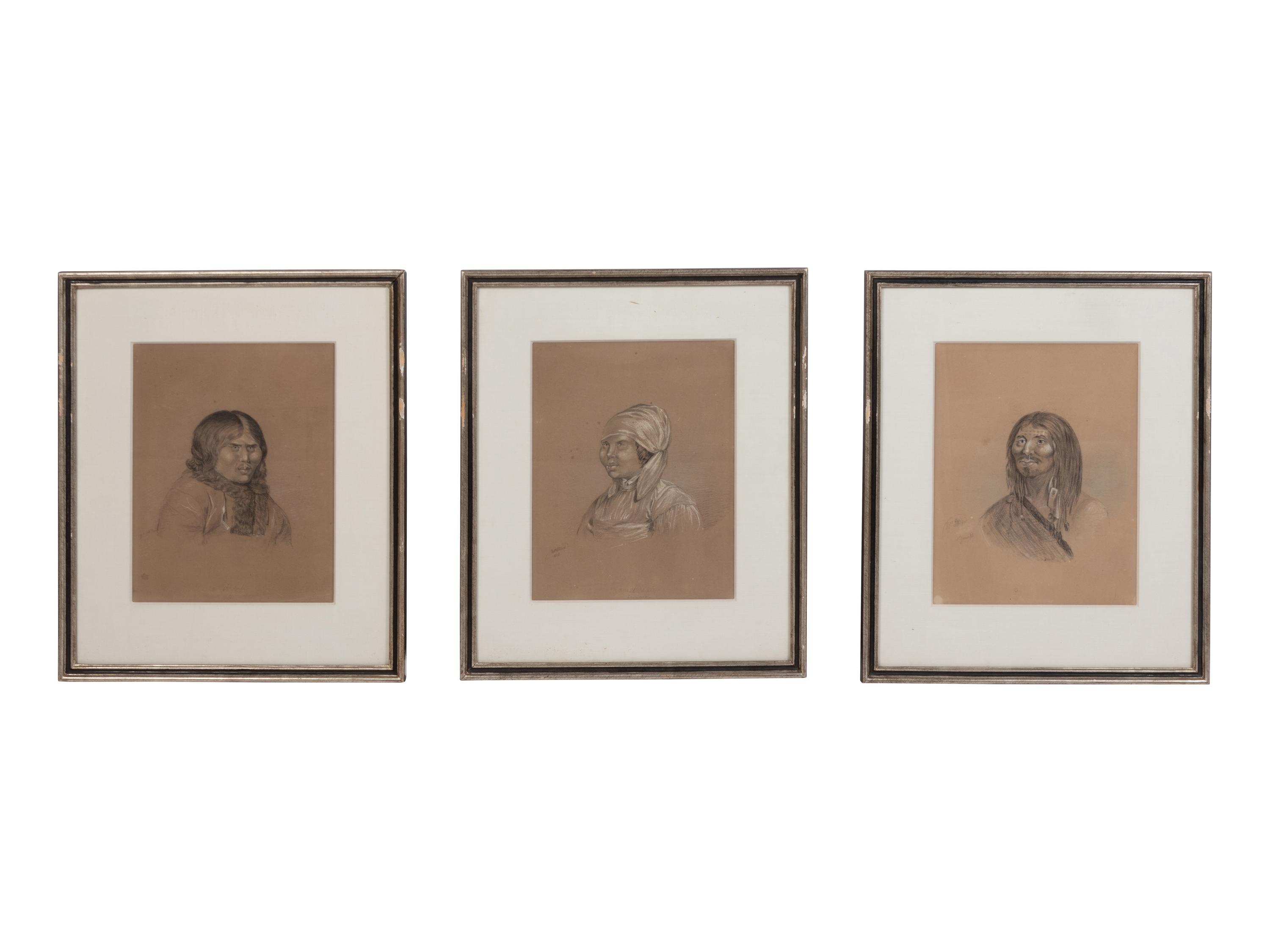 After Catlin, Graphite and Gouaches on Paper