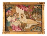 A Pair of Continental Needlework and Silk Pictures