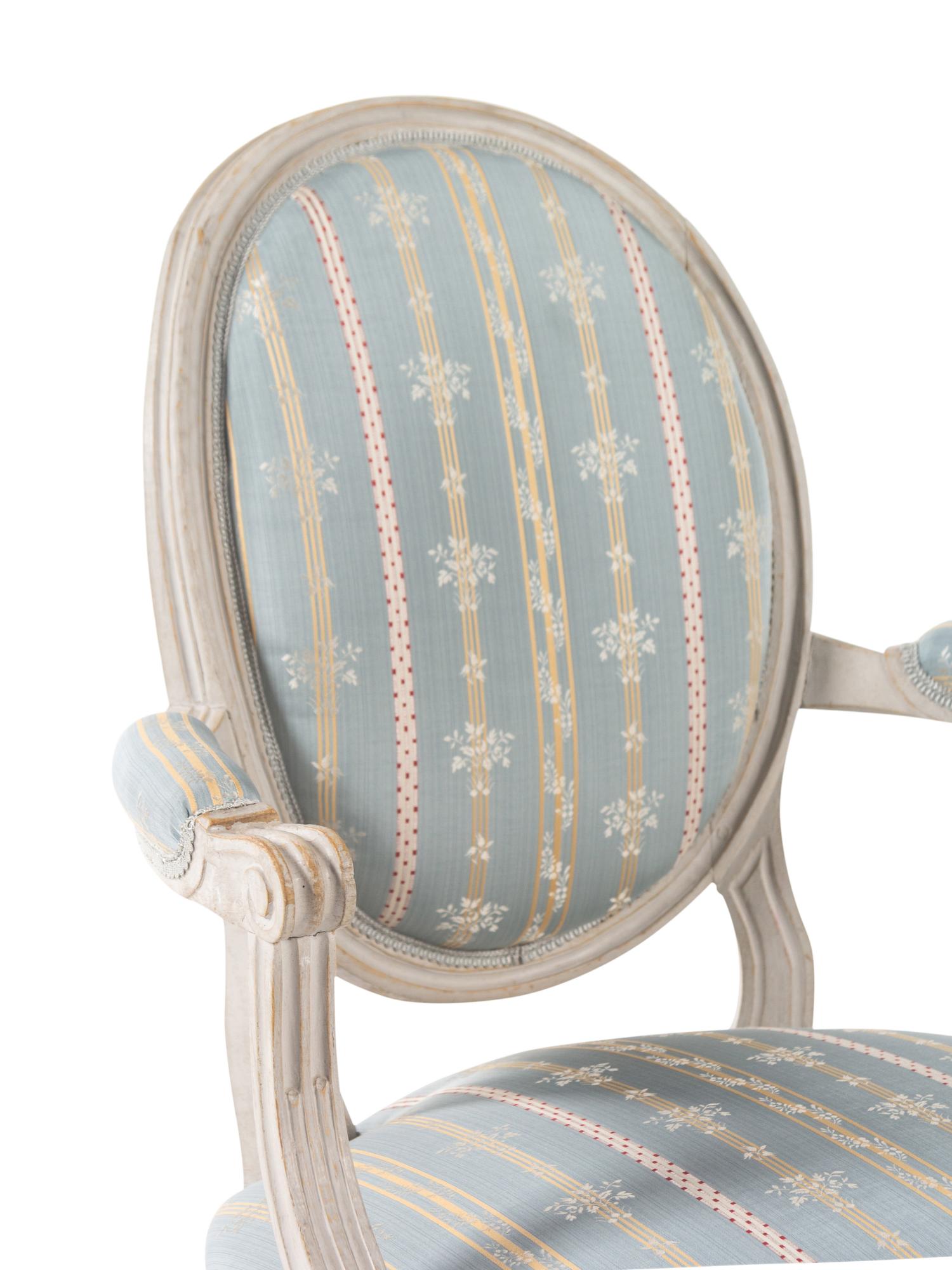 A Set of Four Louis XVI Grey-Painted Fauteuils